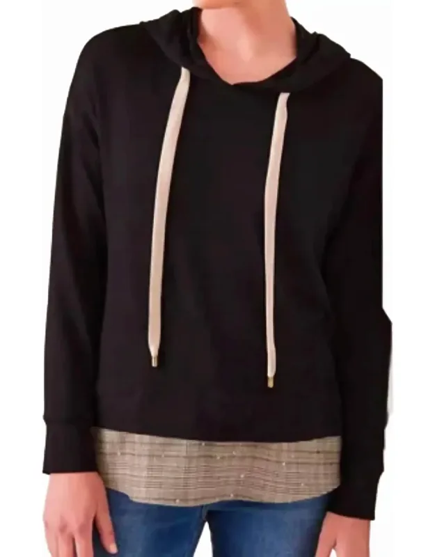 Contrast Embellished Hem Hoodie