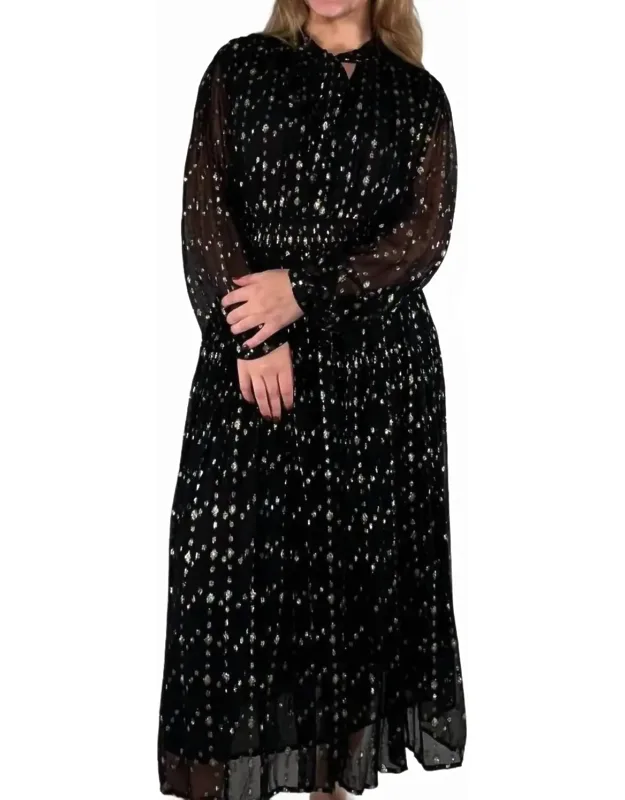 Polka Dot And Sheer Maxi Dress