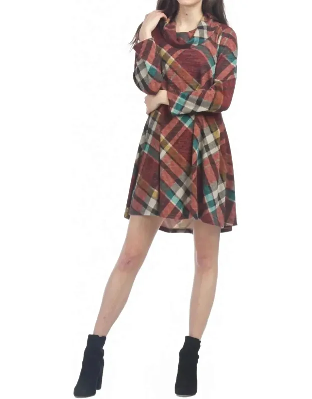 Cowl Neck A-line Sweater Dress