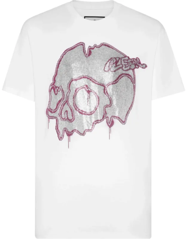 T-shirt With Dripping Skull Crystals