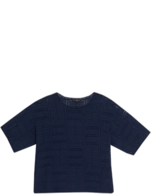 Pointelle Stitch Cotton-blend Sweater