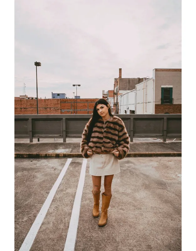 Faux-fur Stripe Coat