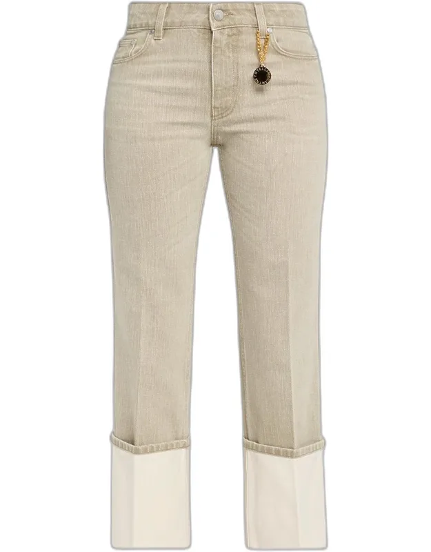 Mid-rise Straight-leg Cuffed Crop Jeans