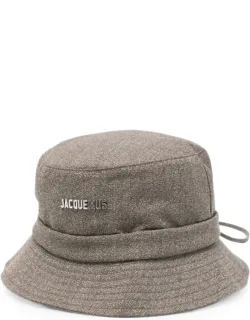 Logo-plaque Drawstring Bucket Hat