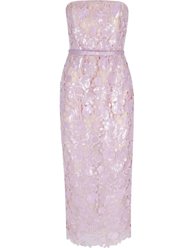 Rowena Lace Sequins Belted Midi Dress