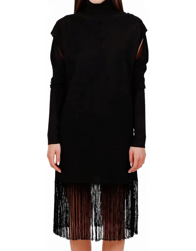 Cutout And Fringe Hem Dress