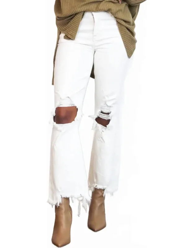 Distressed High Rise Straight Leg Jeans