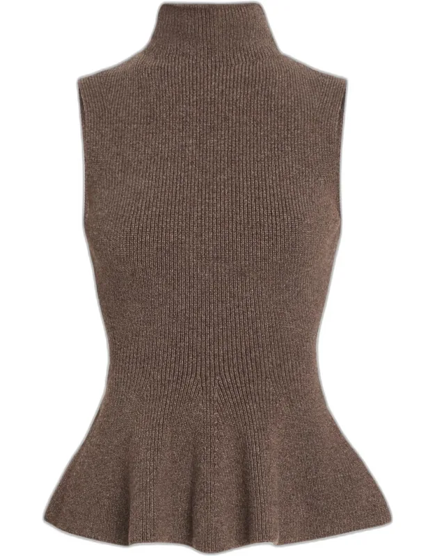 Sculptural Peplum-hem Sleeveless Sweater
