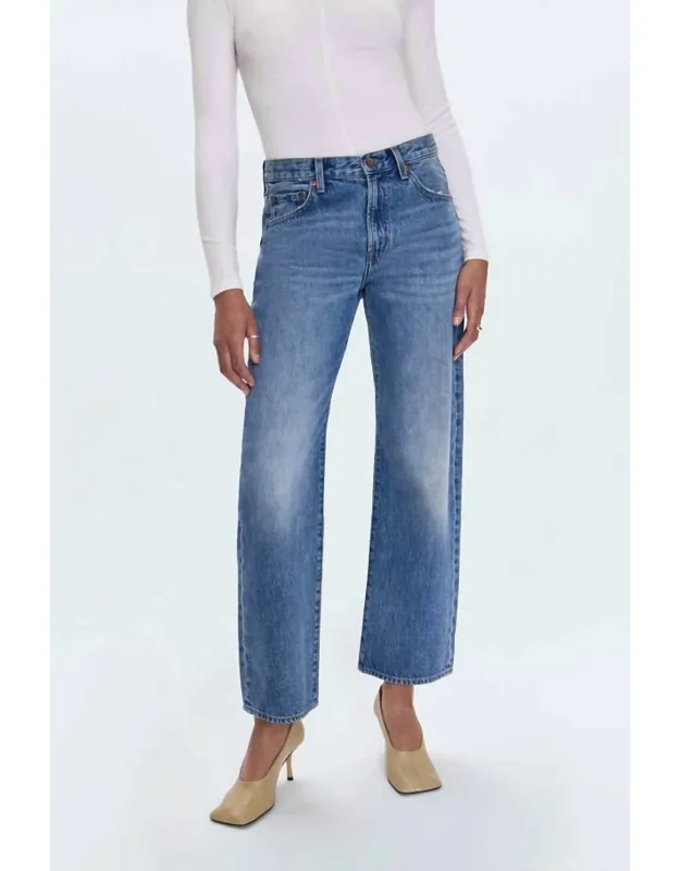 Mid Rise Bowed Straight Jeans