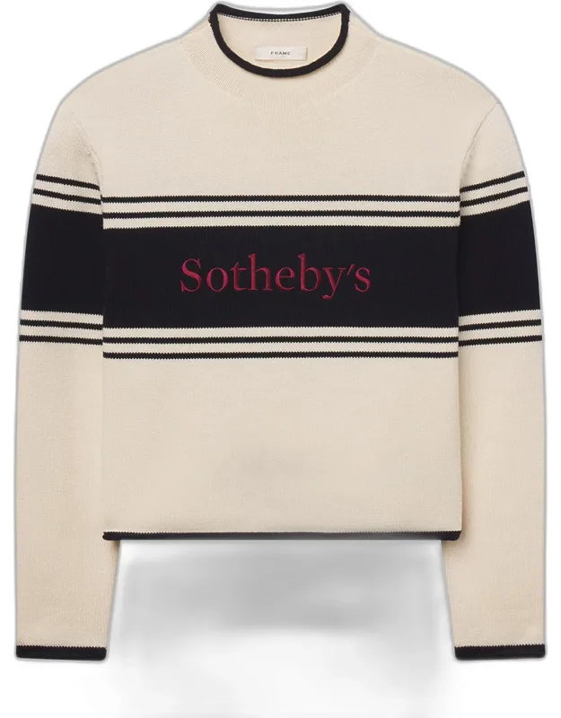 Embroidered Striped Cotton Sweater