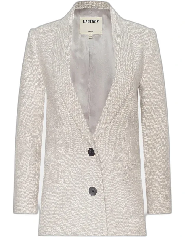 Amelie Herringbone Tweed Blazer