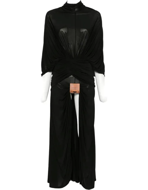 Draped Logo-patch Maxi Dress