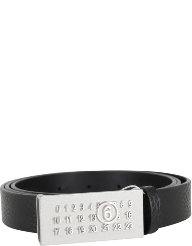 Numeric Logo-buckle Calfskin Leather Belt