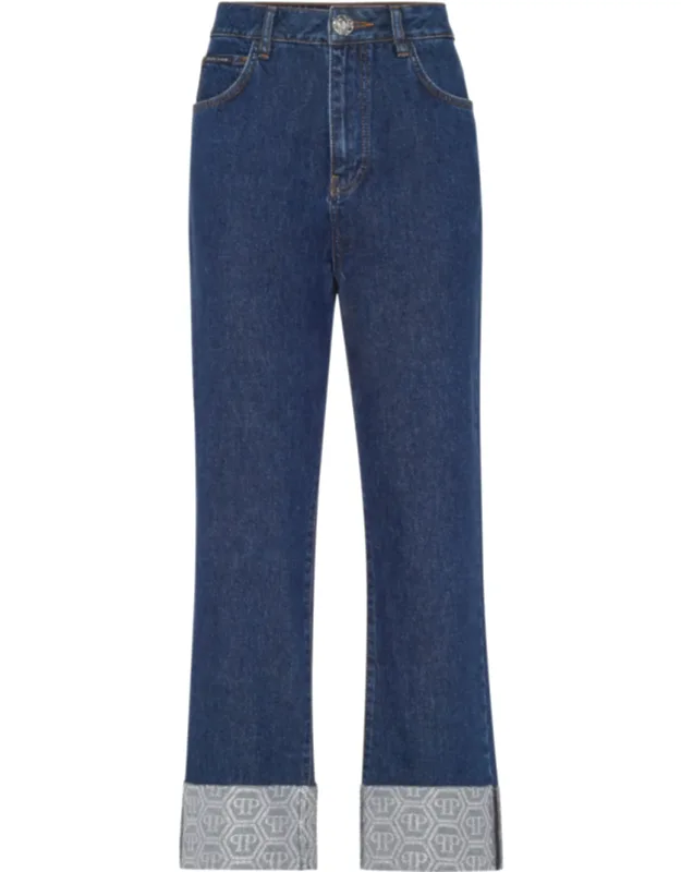 Loose Fit Cuffed Denim Trousers