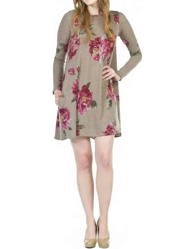 Floral A-line Sweater Dress