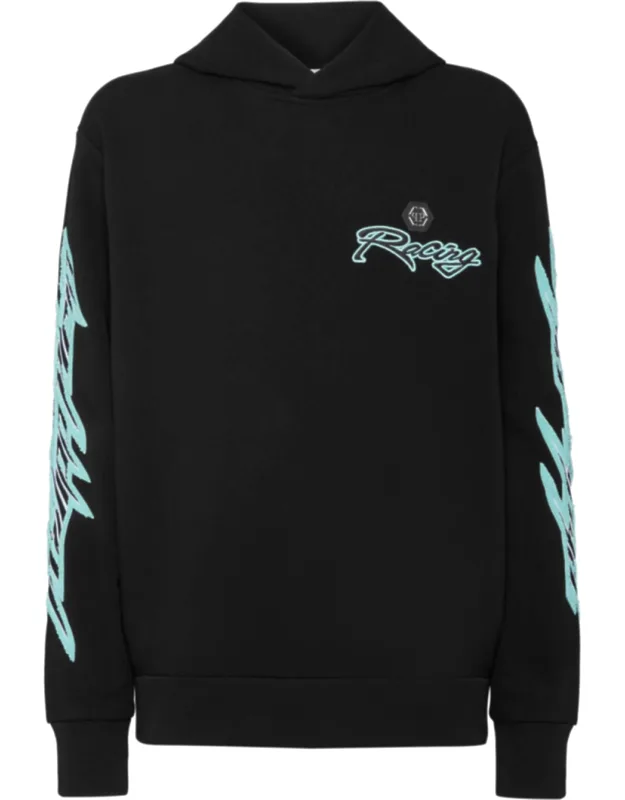 Hoodie Sweatshirt Ls Racing Club With Terry-embroidered Patches And Soft Cotton Blend Fleece