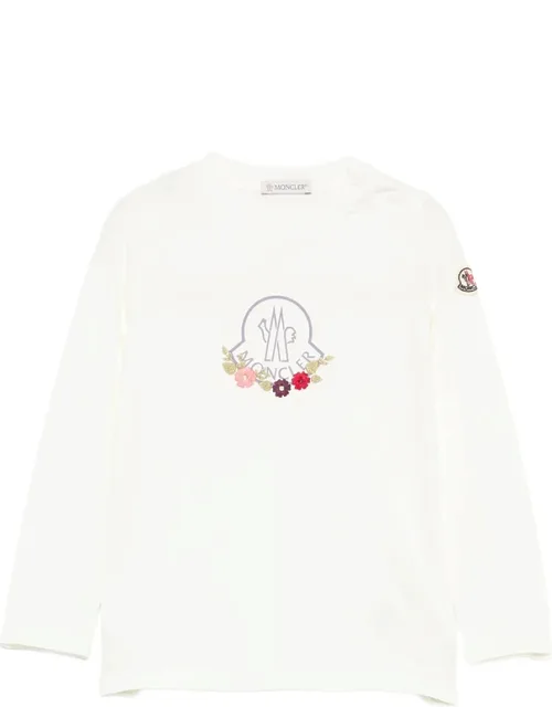Floral-embroidered T-shirt