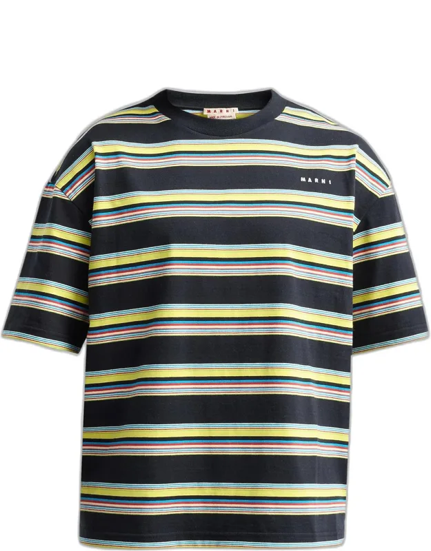 Multi-stripe Cotton Relaxed-fit Crewneck T-shirt