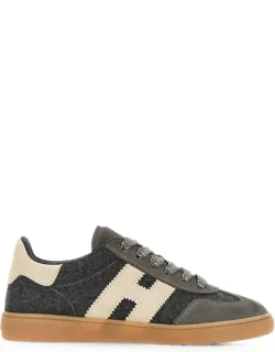 Cool Sneakers With Felted Texture And Suede Panels