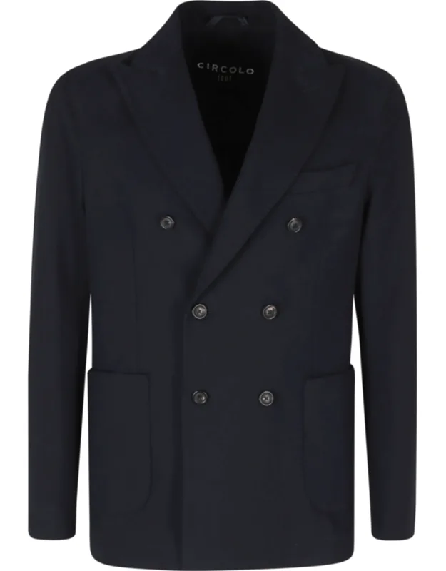 Double-breasted Visible Seams Cotton-blend Blazer