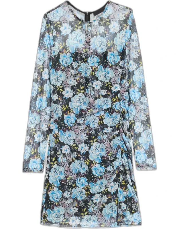 Floral Mesh Mini Dress