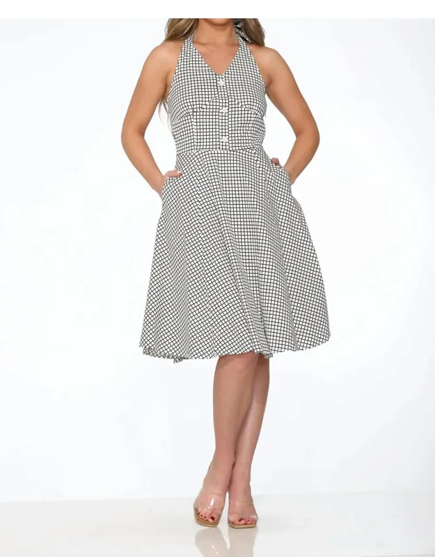 Checkmate Halter Swing Dress