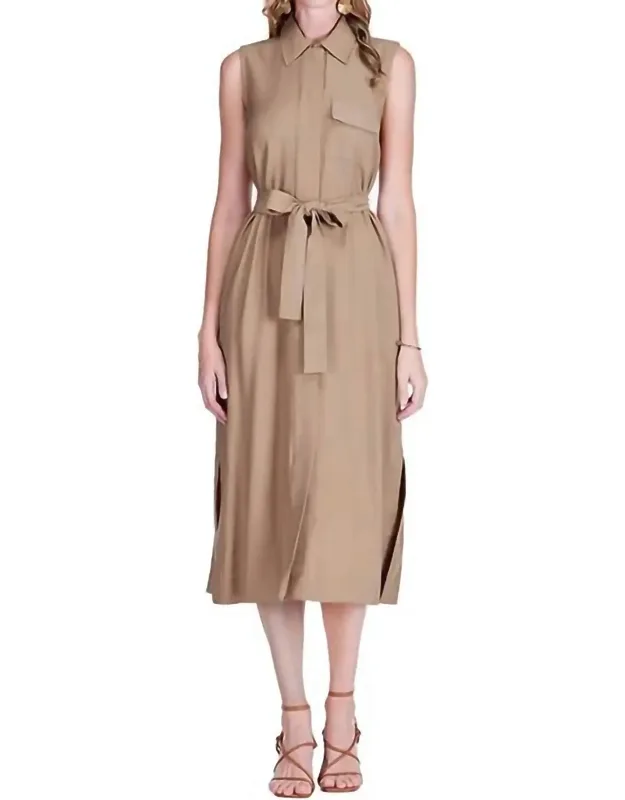 Pocket Slit Midi Shirtdress