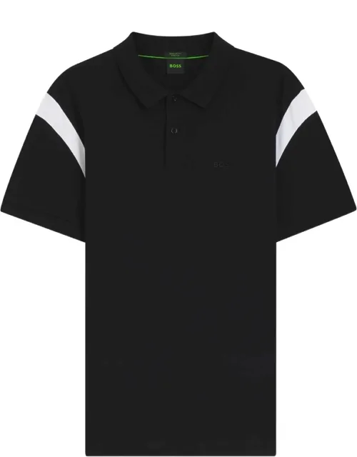 Boss Paddy Colour-block Polo Shirt With Ribbed Cuffs And Tonal Logo