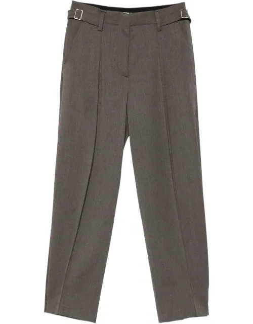 Buckle-detail Pressed-crease Tailored Trousers