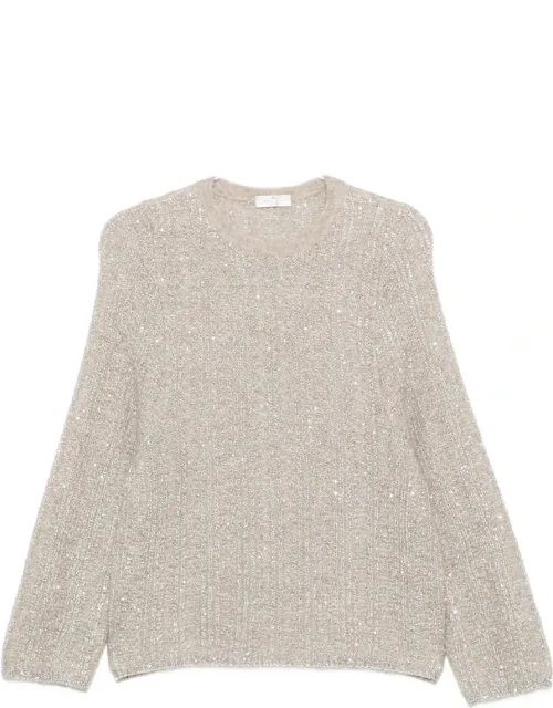 Sequin-embellished Ribbed-knit Sweater