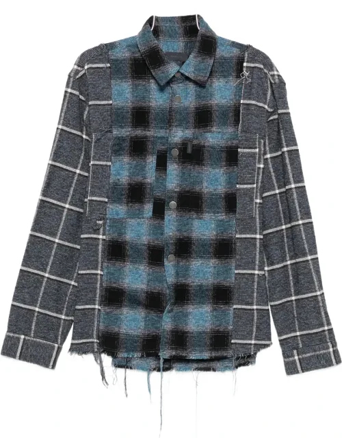 Check-pattern Frayed Shirt