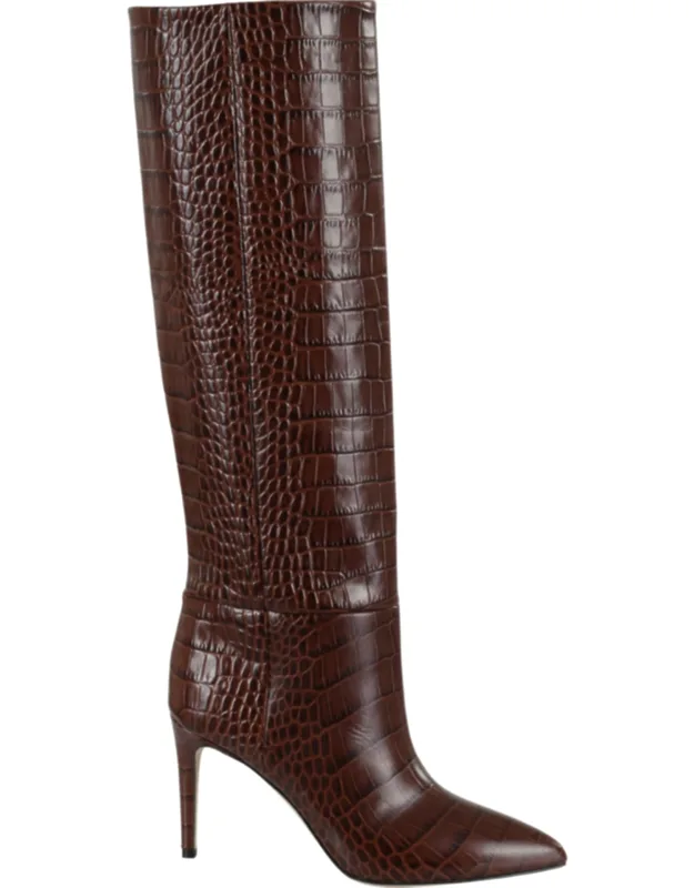 Stiletto Boots 85 Pointed Crocodile-effect Leather