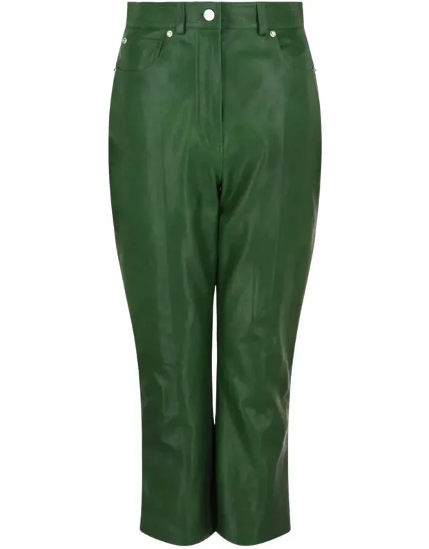 Cropped Leather Straight-leg Pants