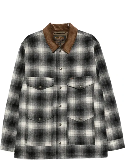 Check-pattern Corduroy-collar Jacket