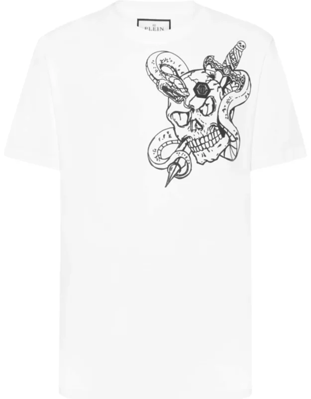 T-shirt With Round Neck And Snake Design