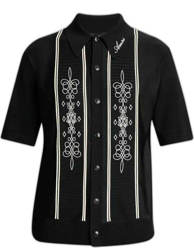 Abstract Paneled Wool-blend Shirt