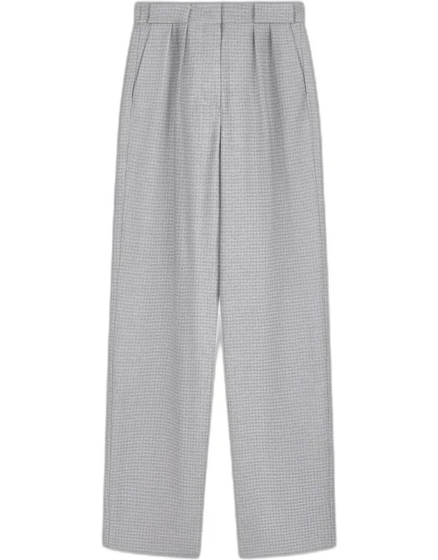 Pleated Houndstooth Trousers