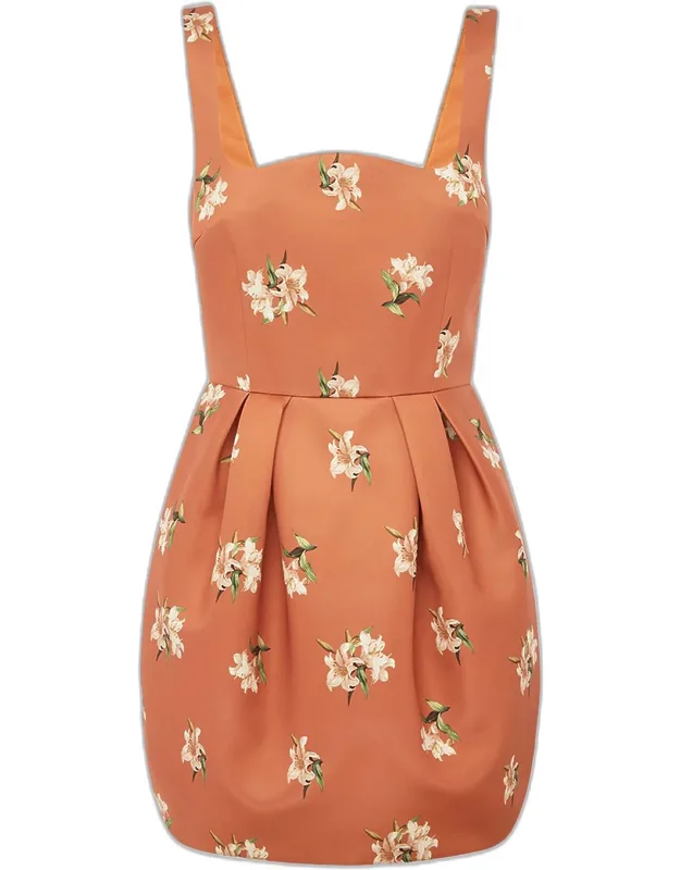 Pleated Floral-print Mini Dress