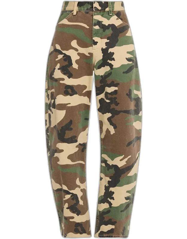 Camo Barrel-leg Pants