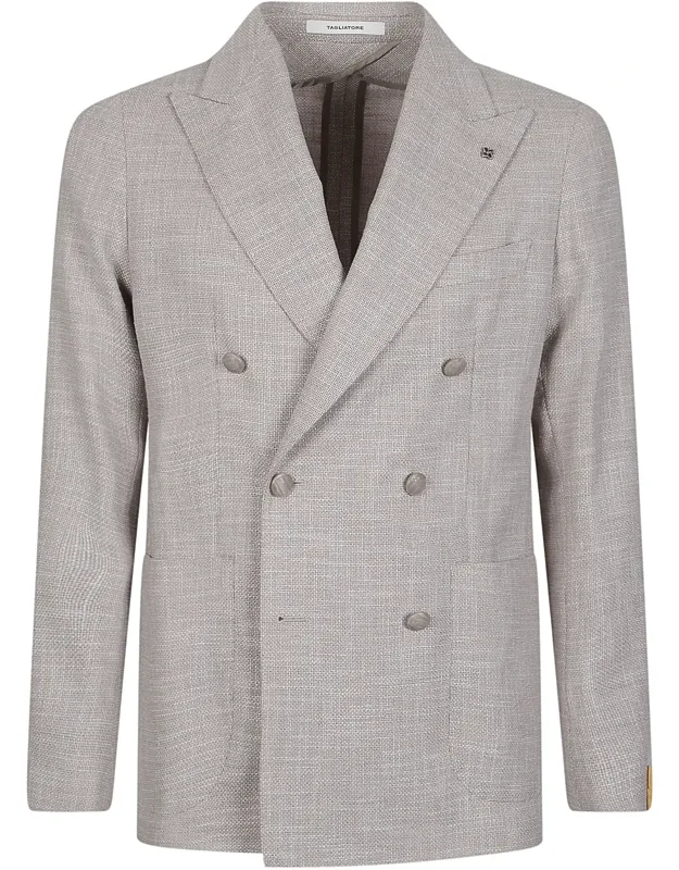 Check Pattern Wool-blend Double-breasted Blazer
