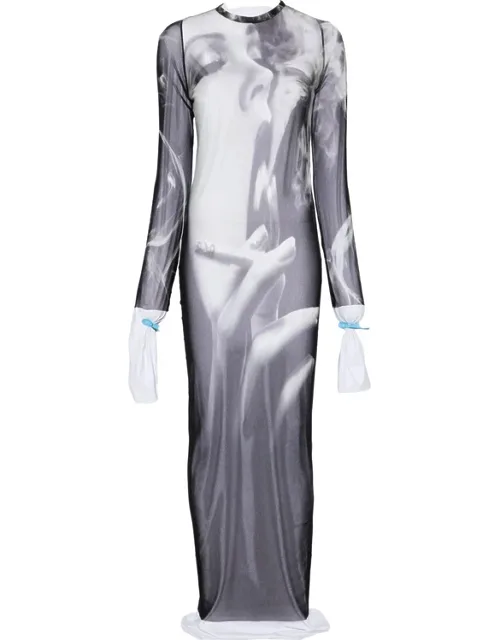 Graphic-print Long-sleeve Maxi Dress