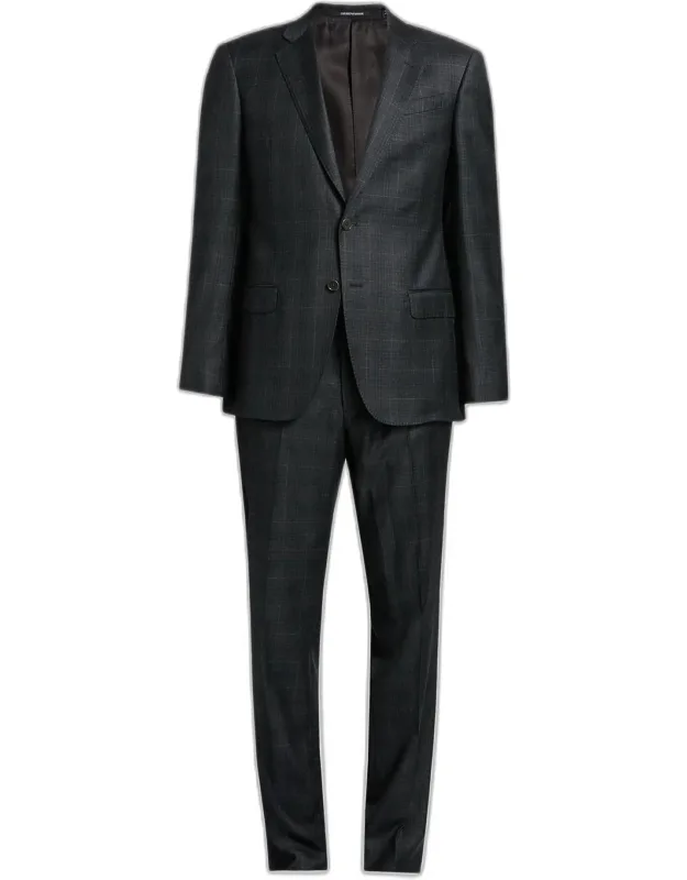 Wool Super 130s Plaid G Line Suit