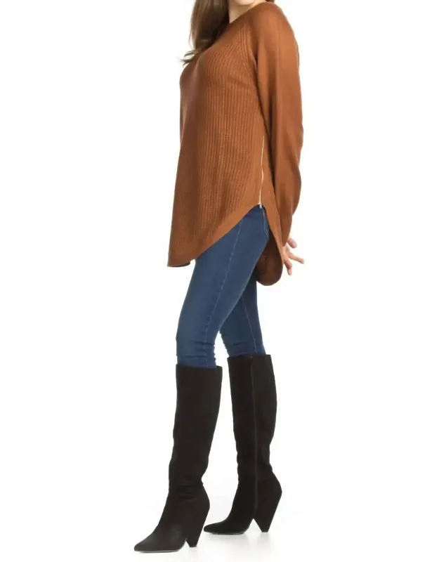 Long Sleeve Sweater With Zip Side