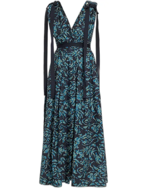 Floral Cotton Bow Midi Dress