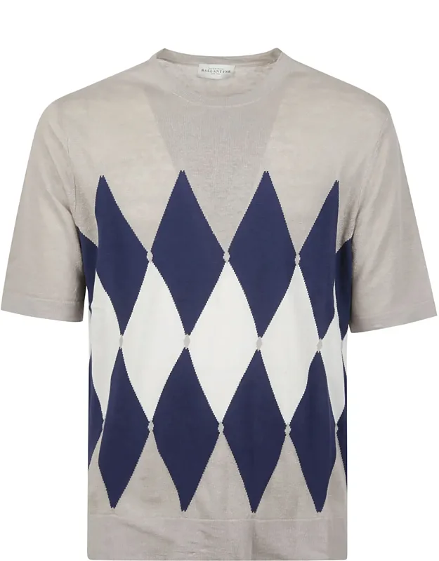 Diamond Classic Pattern Linen T-shirt