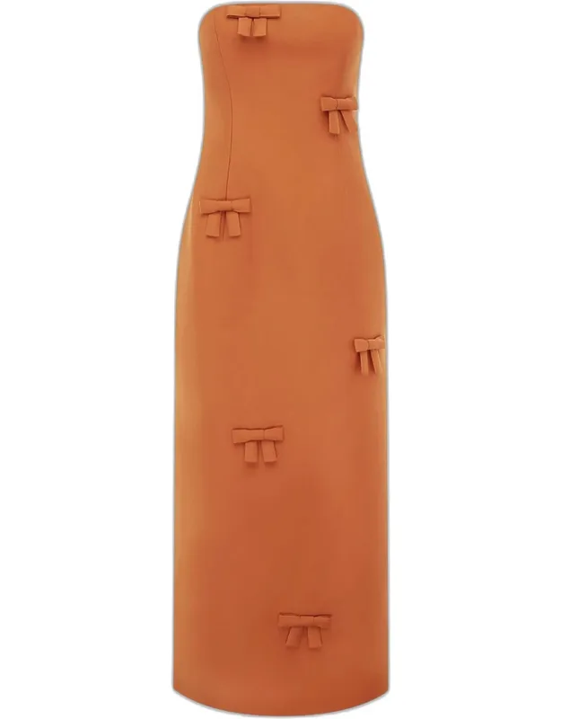 Bow-embellished Bustier Column Maxi Dress