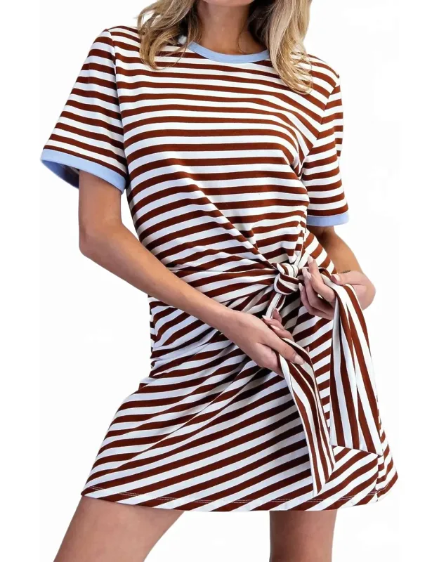 Striped Waist Tie Mini Dress