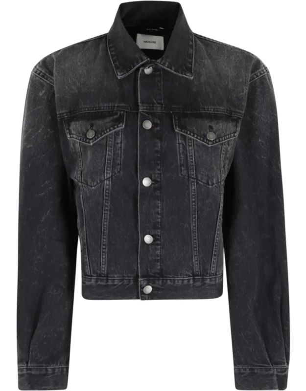 Vintage Black Short Cotton Denim Jacket