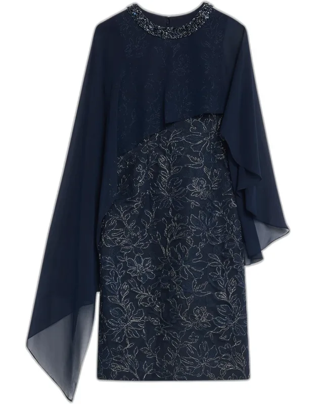 Beaded Chiffon And Embroidered Lace Dress