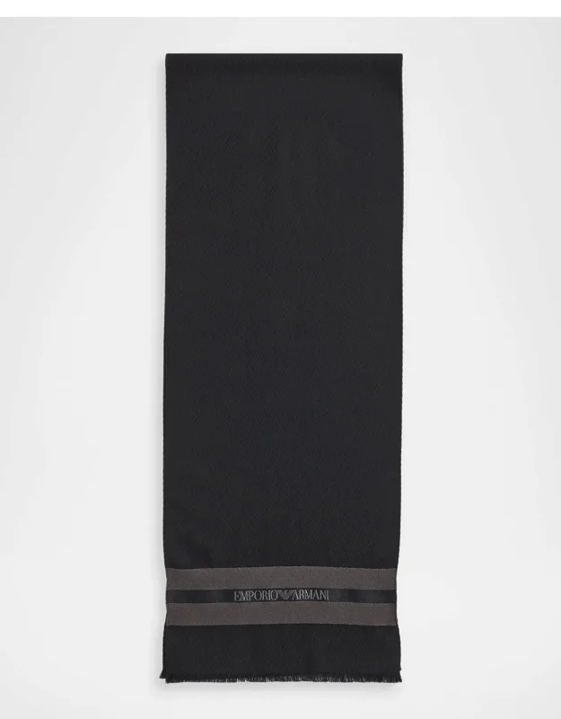 Wool And Silk Stripe-logo Scarf